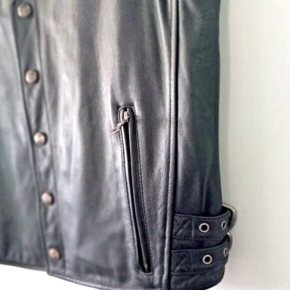 Authentic Harley-Davidson Mens Leather Vest Sz M Black Eagle Patch Thick Leather - Picture 7 of 13